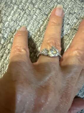 Toi et Moi Heart and Pear Cut CZ Sterling Silver Bypass Engagement Ring